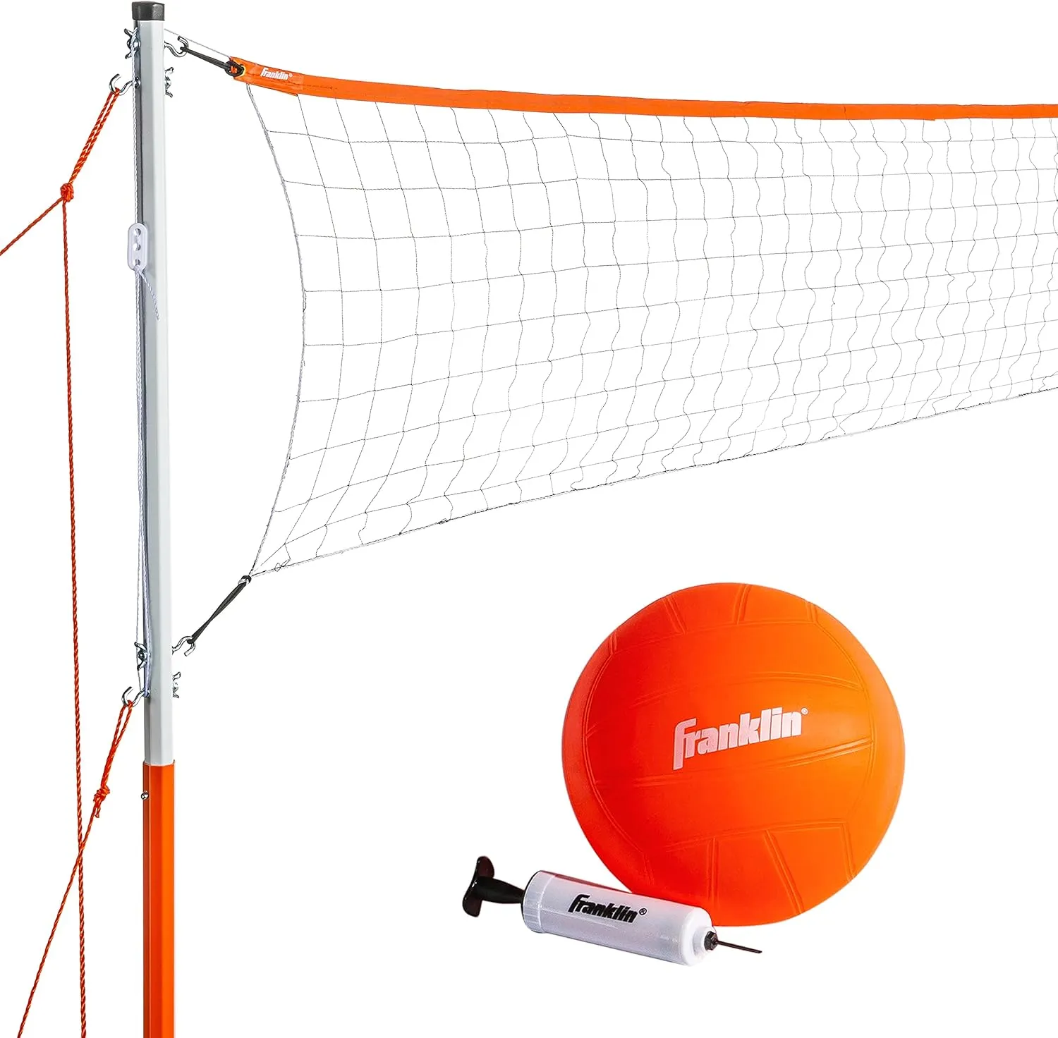 Franklin Sports Outdoor Volleyball Net Sets - Beach   Backyard Portable Volleyball Net with Poles - Complete Outdoor Volleyball Sets with Net   Volleyball Included