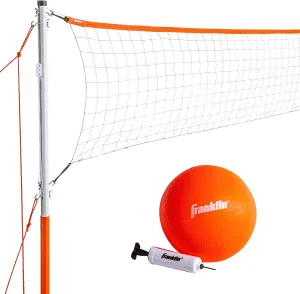 Franklin Sports Outdoor Volleyball Net Sets - Beach   Backyard Portable Volleyball Net with Poles - Complete Outdoor Volleyball Sets with Net   Volleyball Included