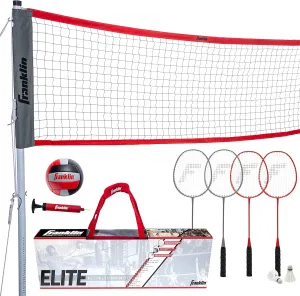 Franklin Sports Volleyball   Badminton Combo Sets - Backyard   Beach Outdoor Volleyball   Badminton Net Set - Portable Badminton   Volleyball Net with Poles - Volleyball, Rackets   Birdies Included