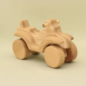 Free Shipping Handmade Organic Natural Wooden Quadracycle Chopper Motorbike with Moving Wheels Eco-Friendly Delights for Toddlers Gift Idea