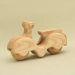 Free Shipping Handmade Organic Natural Wooden Scooter Chopper Motorbike with Moving Wheels Eco-Friendly Delights for Toddlers Gift Idea