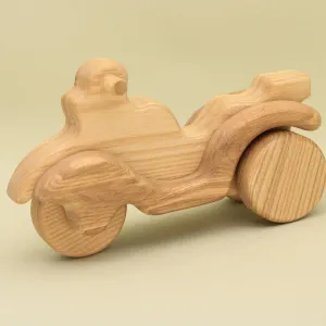 Free Shipping Handmade Organic Natural Wooden Tricycle Chopper Motorbike with Moving Wheels Eco-Friendly Delights for Toddlers Gift Idea