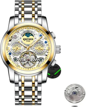 Fully Automatic Moon Phase Window Mechanical Watch Tourbillon Hollow Calendar Dial Men's Waterproof Noctilucent Business Watch Fashionable Men's Watch