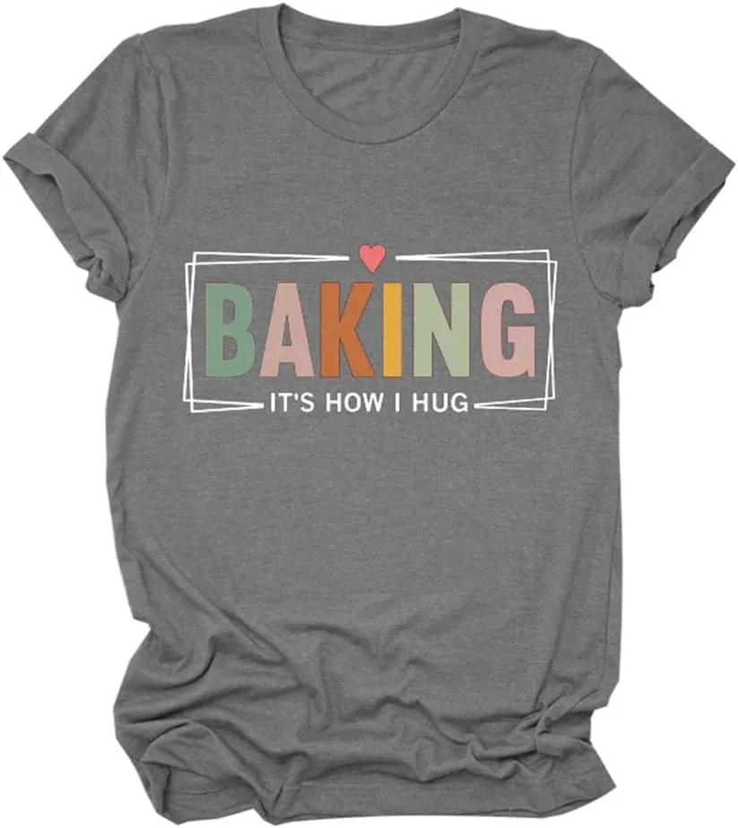 Funny Baking Shirt Womens Baking It's How I Hug T-Shirt V Neck Graphic Baking Lover Shirts Cute Baking Mom Tee Tops