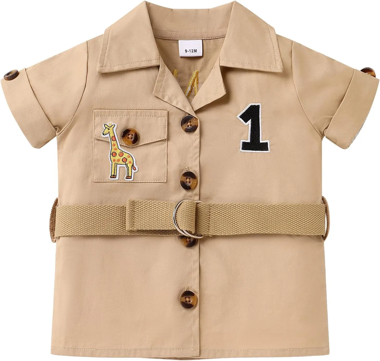 FYMNSI Baby Boy Wild Animal Jungle Safari Shirt Shorts Sets 5PCS Toddler Zoo Keeper First Birthday Outfit Cake Smash Clothes