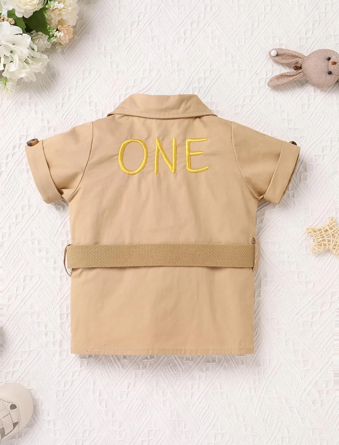 FYMNSI Baby Boy Wild Animal Jungle Safari Shirt Shorts Sets 5PCS Toddler Zoo Keeper First Birthday Outfit Cake Smash Clothes