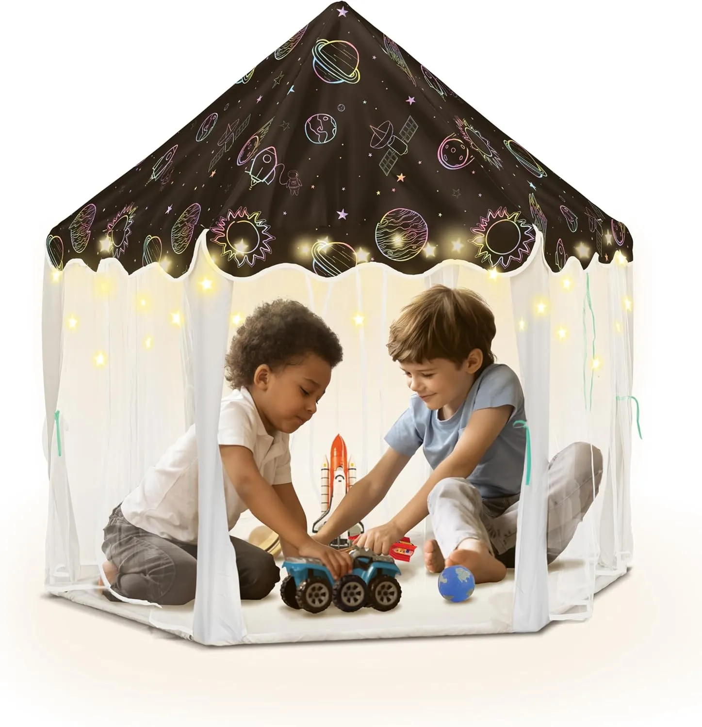 Galaxy Adventure Tent Playhouse Play Tent with Star Lights and Carrying Case, Indoor and Outdoor Toys, Kids Galaxy Fort Castle for Children Gifts