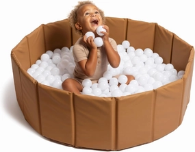 Gathre Ball Pit for Toddlers, Kids, & Babies, Portable Playpen, Foldable, Easy Set Up, Wipeable Water-Resistant Leather - Balls NOT Included Camel