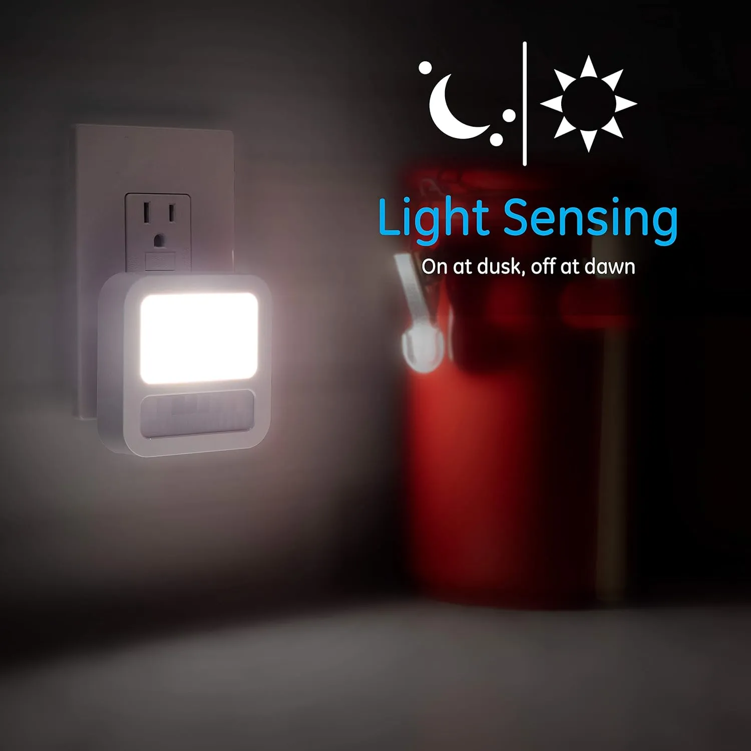GE LED Motion Sensor Night Light, Plug-In, Dusk-to-Dawn Sensor, 20 Lumens, Soft White, Ideal for Bedroom, Bathroom, Kitchen, or Hallway – 46439 (2 Pack)