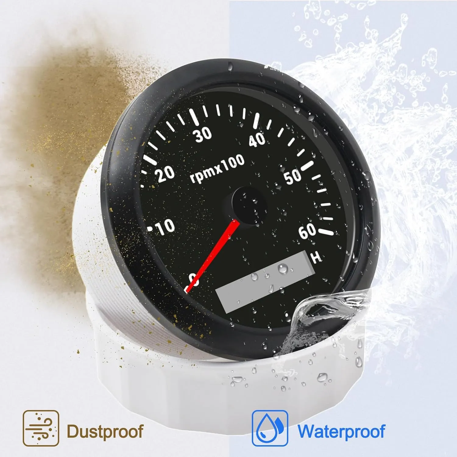 Geloo 85MM Boat RPM Tachometer Gauge 6000RPM Marine Tachometers 0-6000 RPM Tacometro Meter Replacement Tachometer for Auto Truck Car Tachometer Gauge 7 Colors Backlight LED Display 9-32V 3-3/8"（Black）