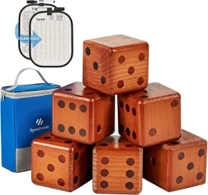 Giant Wooden Yard Dice Set - Large Lawn yatzee Game with Scoreboard - Outdoor Beach Backyard Games for Teens Adults Family (Including Carry Bag)