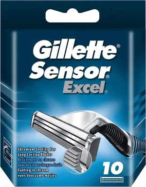 Gillette Sensor Excel Shaving Cartridges for Men Quantity: 10 (Packaging May Vary)