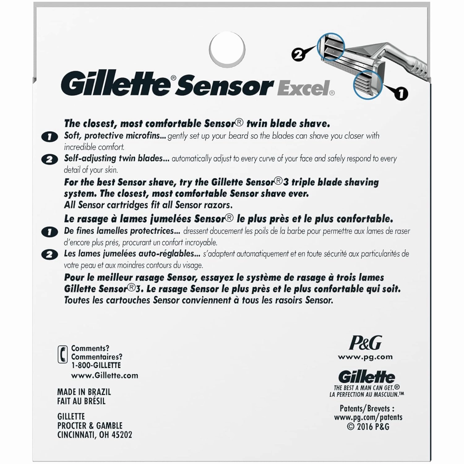 Gillette Sensor Excel Men's Razor Blade Refills, 10 Count