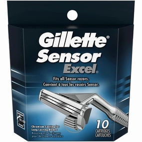 Gillette Sensor Excel Men's Razor Blade Refills, 10 Count