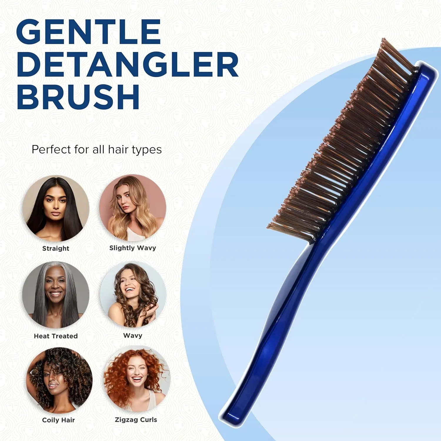 Giorgio Gentle Detangler Hair Brush - Dual Length Bristles for Men, Fine and Thick Hair, Scalp Massager, Travel Brush for Wet or Dry Hair