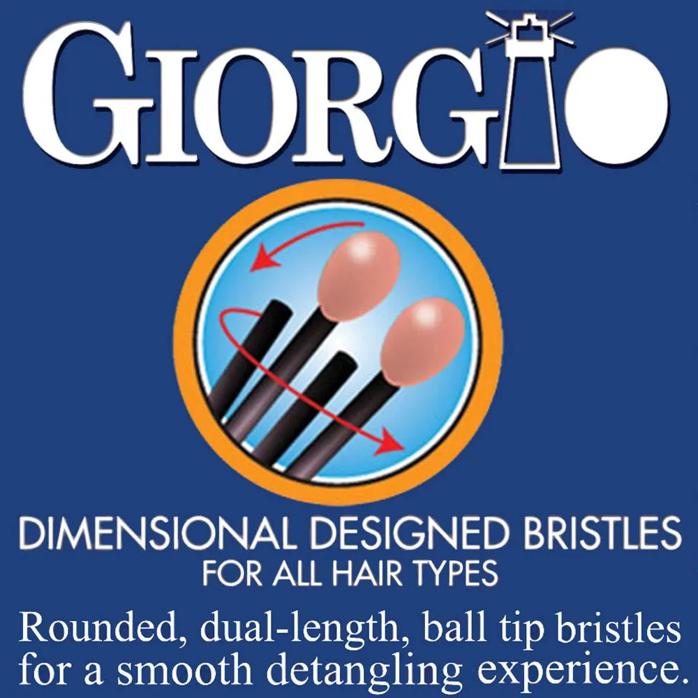 Giorgio Gentle Detangler Hair Brush - Dual Length Bristles for Men, Fine and Thick Hair, Scalp Massager, Travel Brush for Wet or Dry Hair