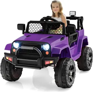 GLACER 12V Kids Ride On Car, Electric Vehicle Jeep with Parental Remote, Music, Horn, Headlights, Slow Start Function, Spring Suspension, Premium Wheels, Vehicle Toy Car for Kids Aged 3  (Purple)