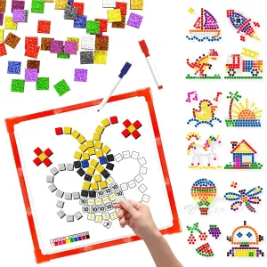 GLEEHAPY Learning Resources Educational STEM Toy,Mosaic Magnetic Puzzle,300 Foam Building Blocks with 20 Patterns,Math Counting Activities, Montessori Sensory Art Kit Gift for Boy Girl Kids 4 5 6 7 
