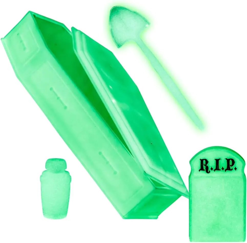 Glow in The Dark Tombstone, Urn, Coffin & Shovel for Wrestling Action Figures