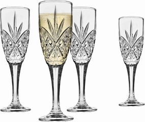 Godinger Dublin Crystal Champagne Flutes - Set of 4, 6 ounce