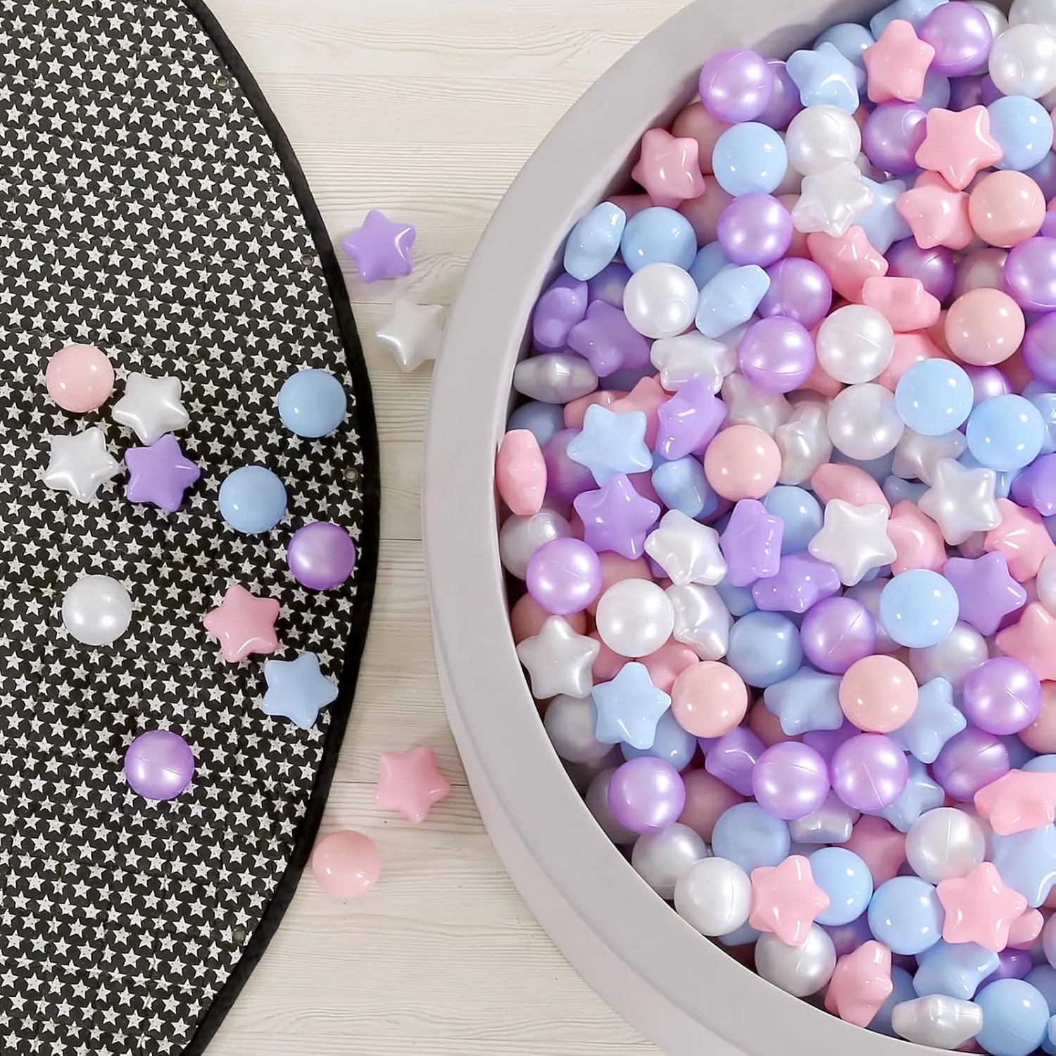 GOGOSO Ball Pit Balls for Toddlers Phthalate-Free BPA-Free Non-Toxic Crush Proof Soft Plastic Play Balls Baby Kids Shape Tent Pool Playhouse Playpen Party Decor, Pink Blue Purple White,100PCS