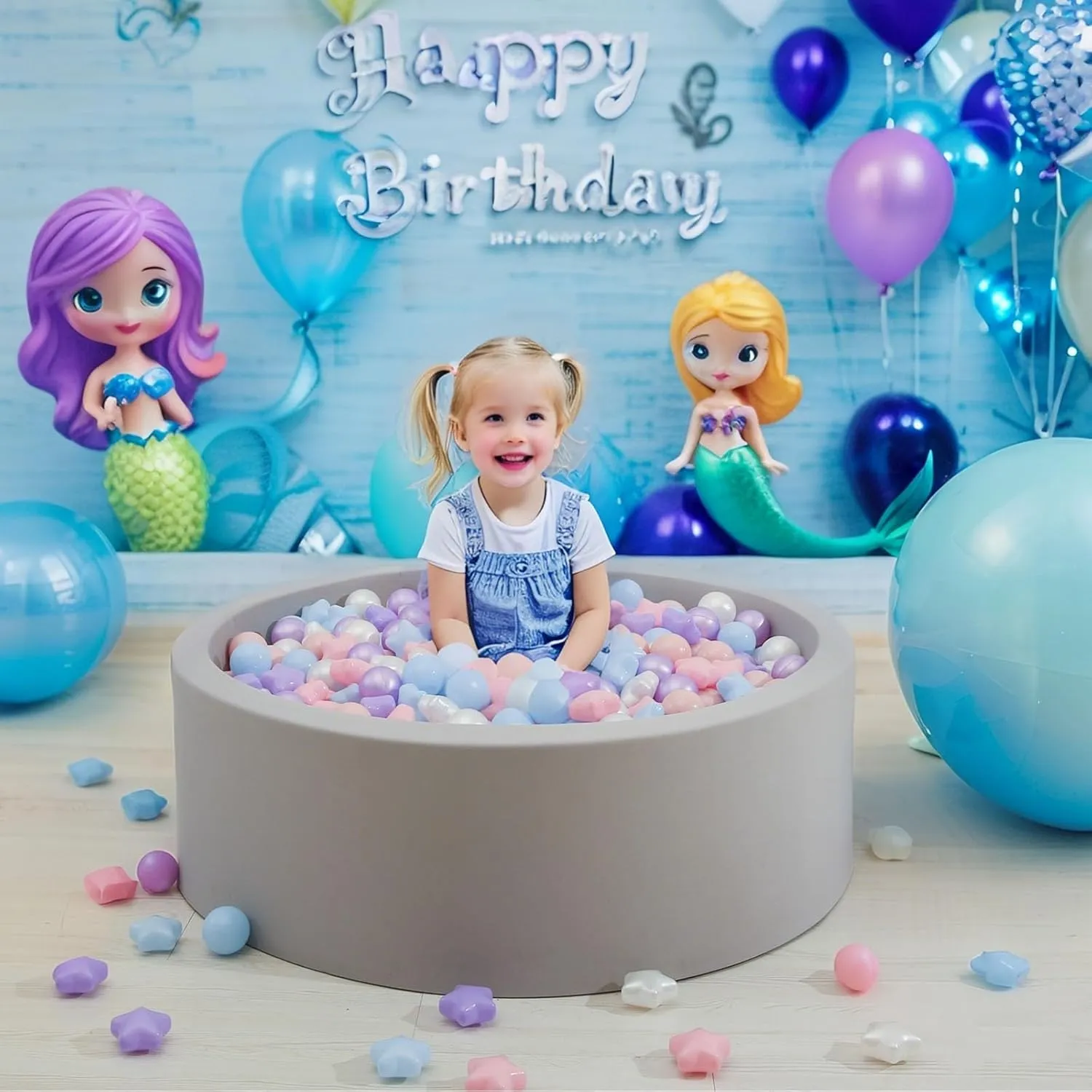 GOGOSO Ball Pit Balls for Toddlers Phthalate-Free BPA-Free Non-Toxic Crush Proof Soft Plastic Play Balls Baby Kids Shape Tent Pool Playhouse Playpen Party Decor, Pink Blue Purple White,100PCS