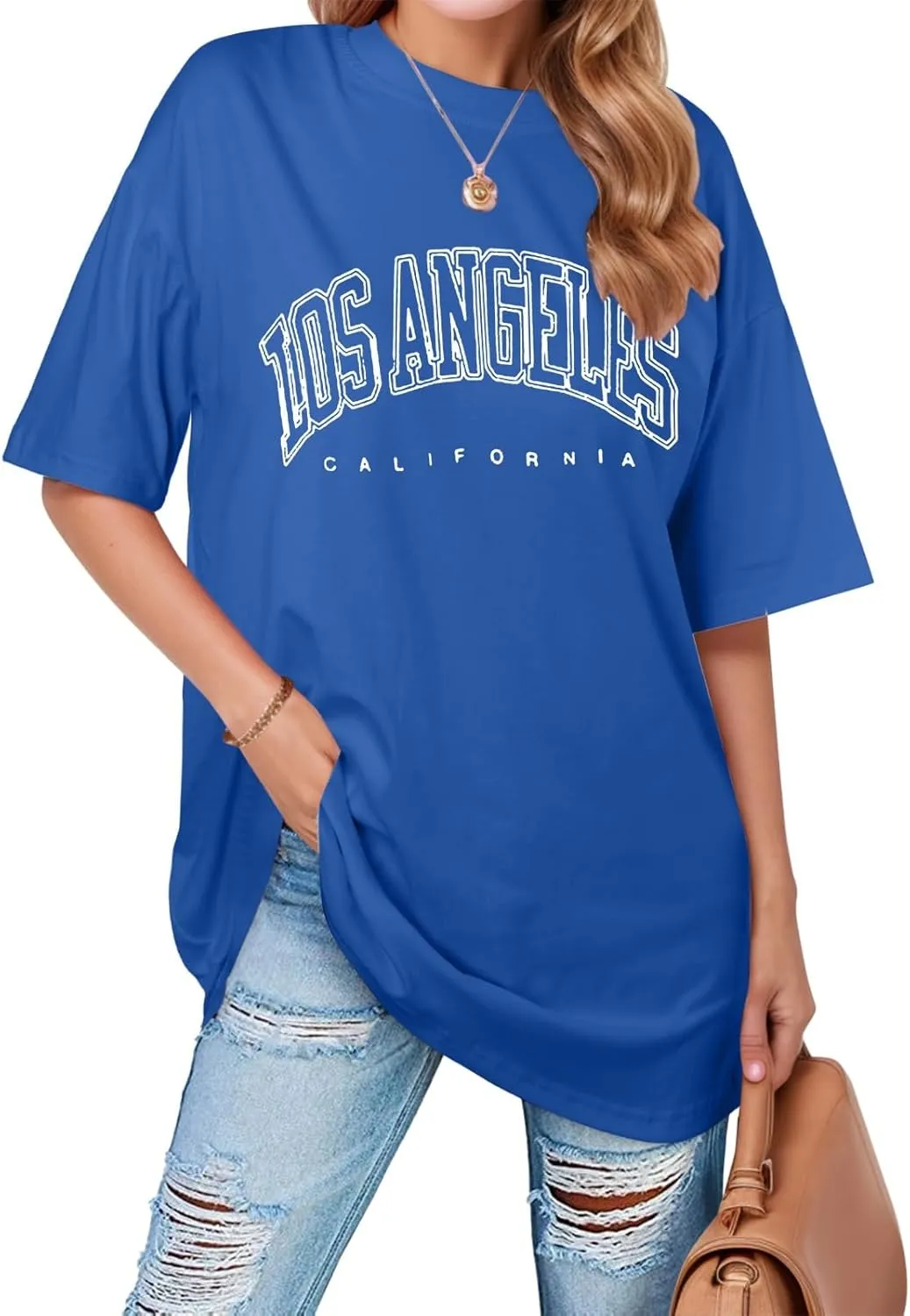 Going Out Oversized Tunic Tops Loose Fit Dressy for Women Los Angeles California Summer Casual Long Tees Shirts 2025