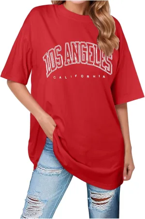 Going Out Oversized Tunic Tops Loose Fit Dressy for Women Los Angeles California Summer Casual Long Tees Shirts 2025