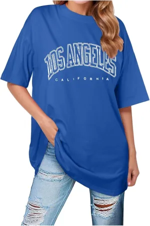 Going Out Oversized Tunic Tops Loose Fit Dressy for Women Los Angeles California Summer Casual Long Tees Shirts 2025