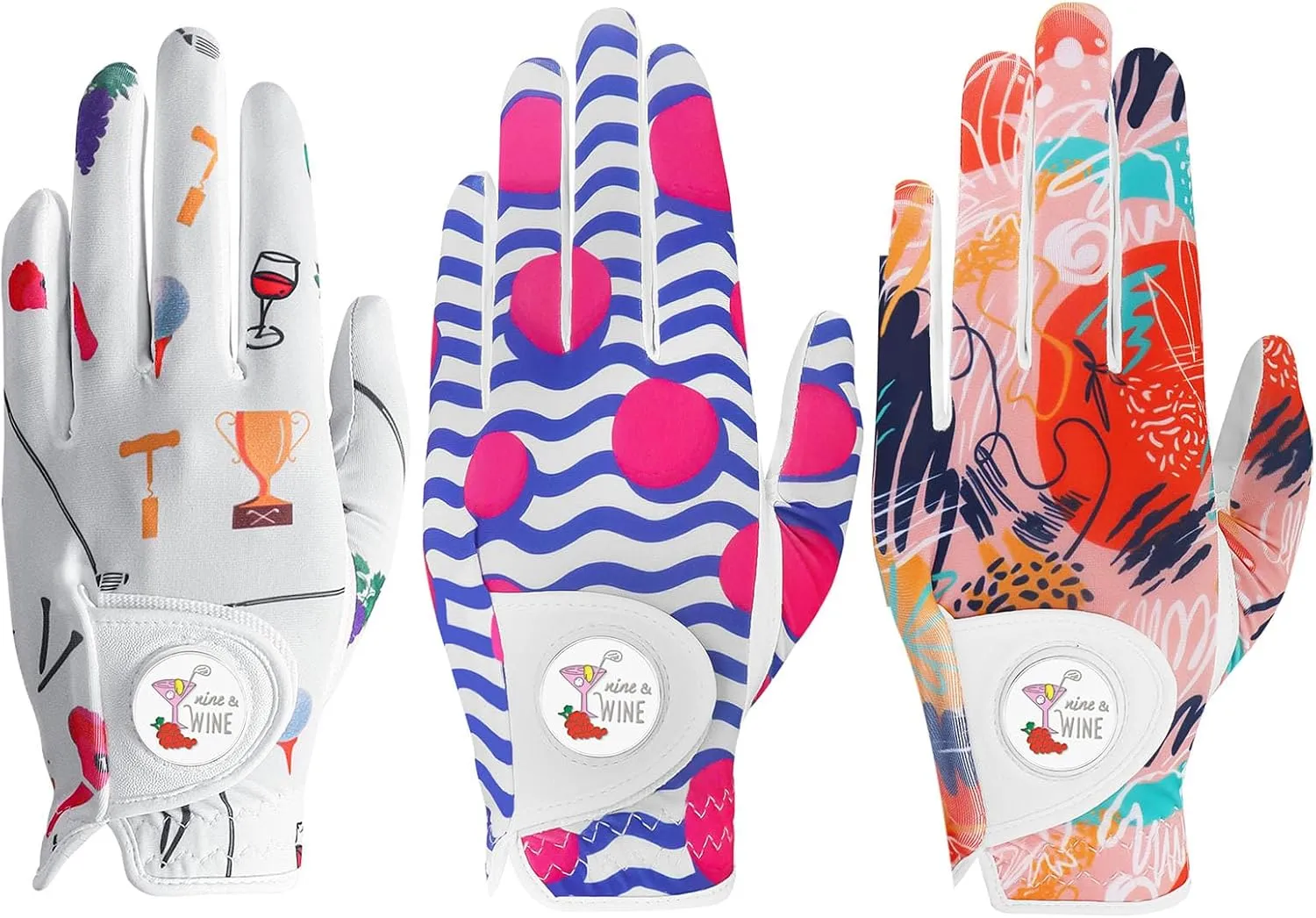 Golf Gloves Women with Ball Marker 2 Pack, Right Handed Golfer Left Hand, Ladies Breathable Soft All Weather Grip Glove Fit Size Small Medium Large X-Large