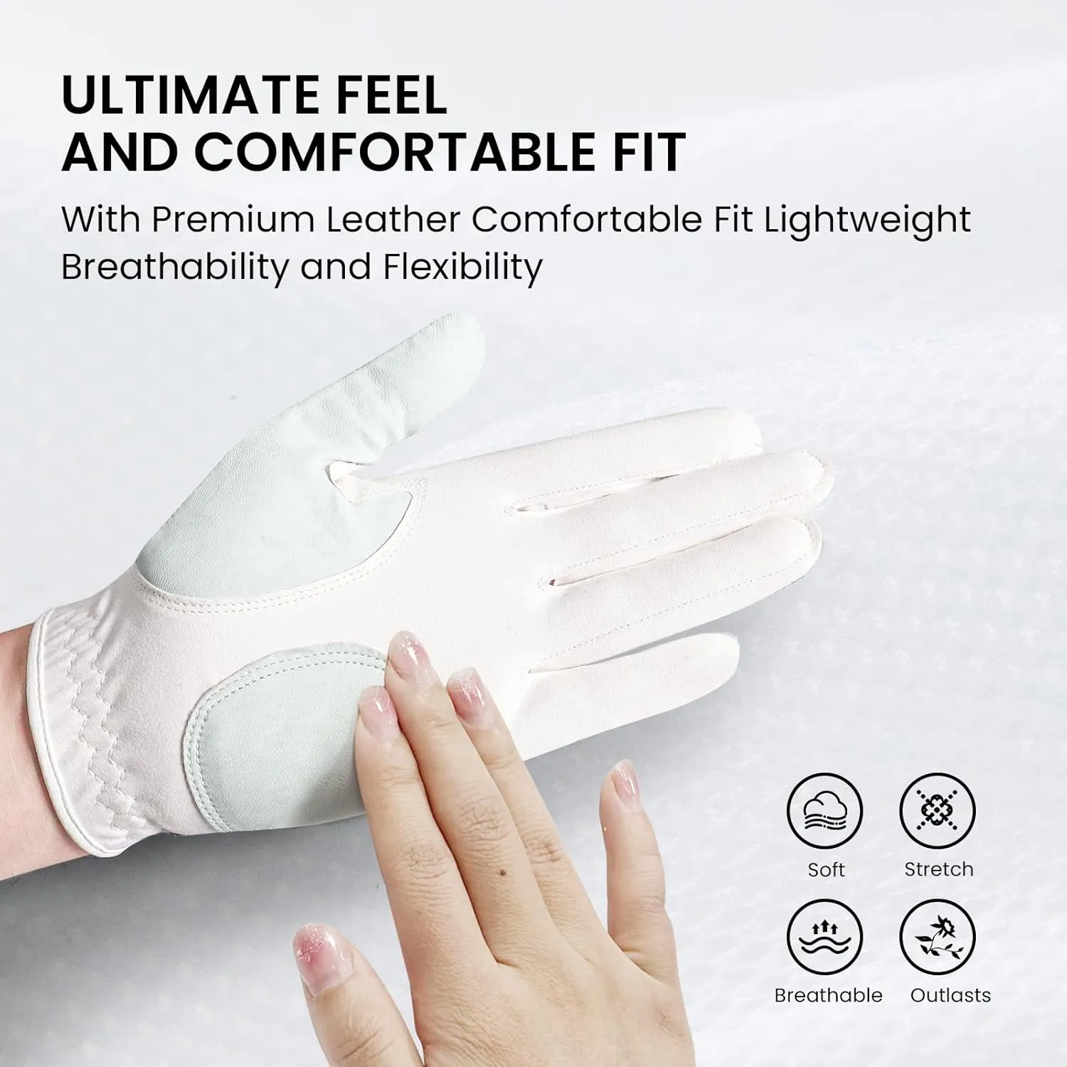 Golf Gloves Women with Ball Marker 2 Pack, Right Handed Golfer Left Hand, Ladies Breathable Soft All Weather Grip Glove Fit Size Small Medium Large X-Large