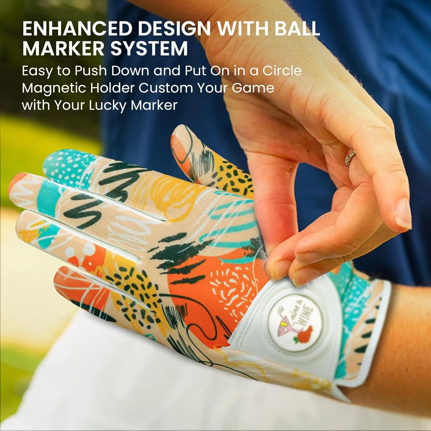 Golf Gloves Women with Ball Marker 2 Pack, Right Handed Golfer Left Hand, Ladies Breathable Soft All Weather Grip Glove Fit Size Small Medium Large X-Large