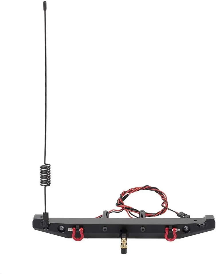 GoolRC RC Car Metal Rear Bumper with 2 LED Light Antenna Tail Hook for TRX-4 RC4WD Axial SCX10 Car