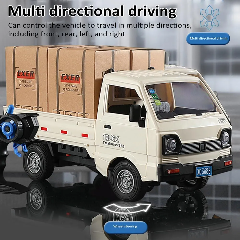 GoolRC Remote Control Car Kei Truck, 1:16 Scale RC Transport Pickup Truck with Spray and Light, 2.4GHz All Terrain RC Cars for Kids and Adults Christmas or Birthday Gift (Green)