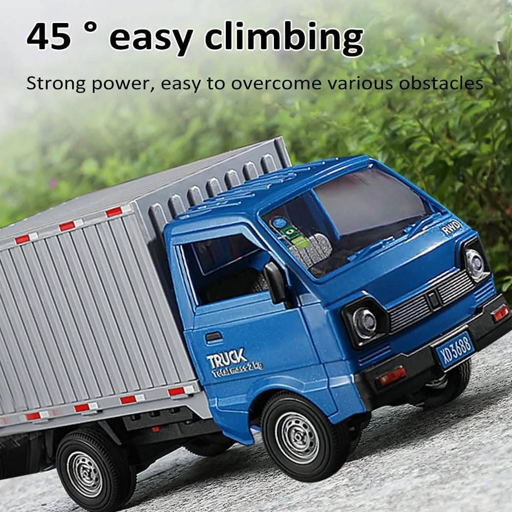 GoolRC Remote Control Car Transporter Truck, 1:16 Scale RC Container Transport Truck with Spray and Light, 2.4GHz All Terrain RC Cars for Kids and Adults Christmas or Birthday Gift (White)