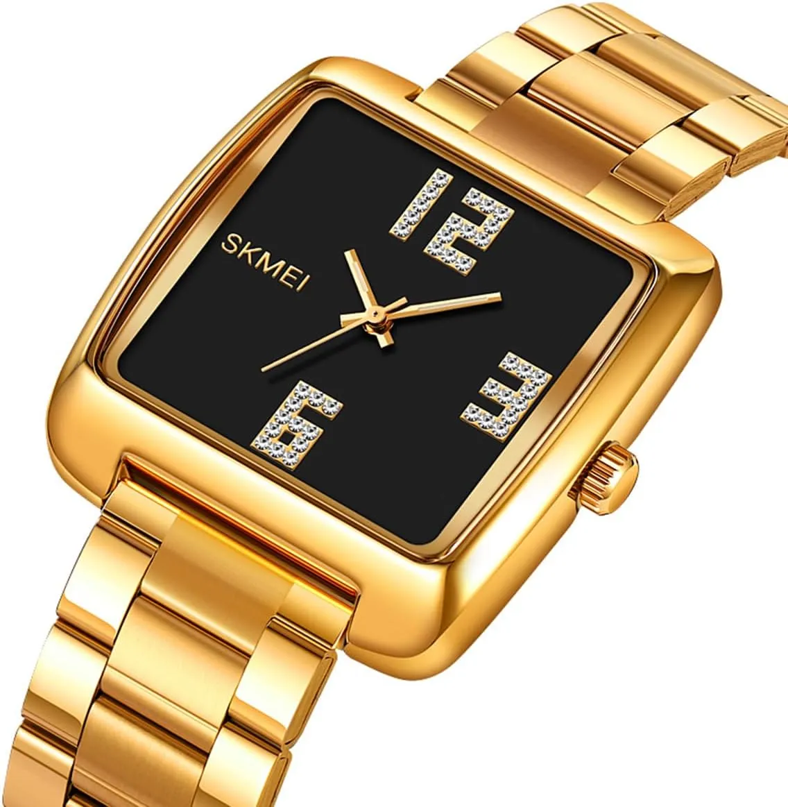 Gosasa Luxury Square Men Watch Business Analog Quartz Wrist Watch Stainless Steel Strap Waterproof Watches for Men