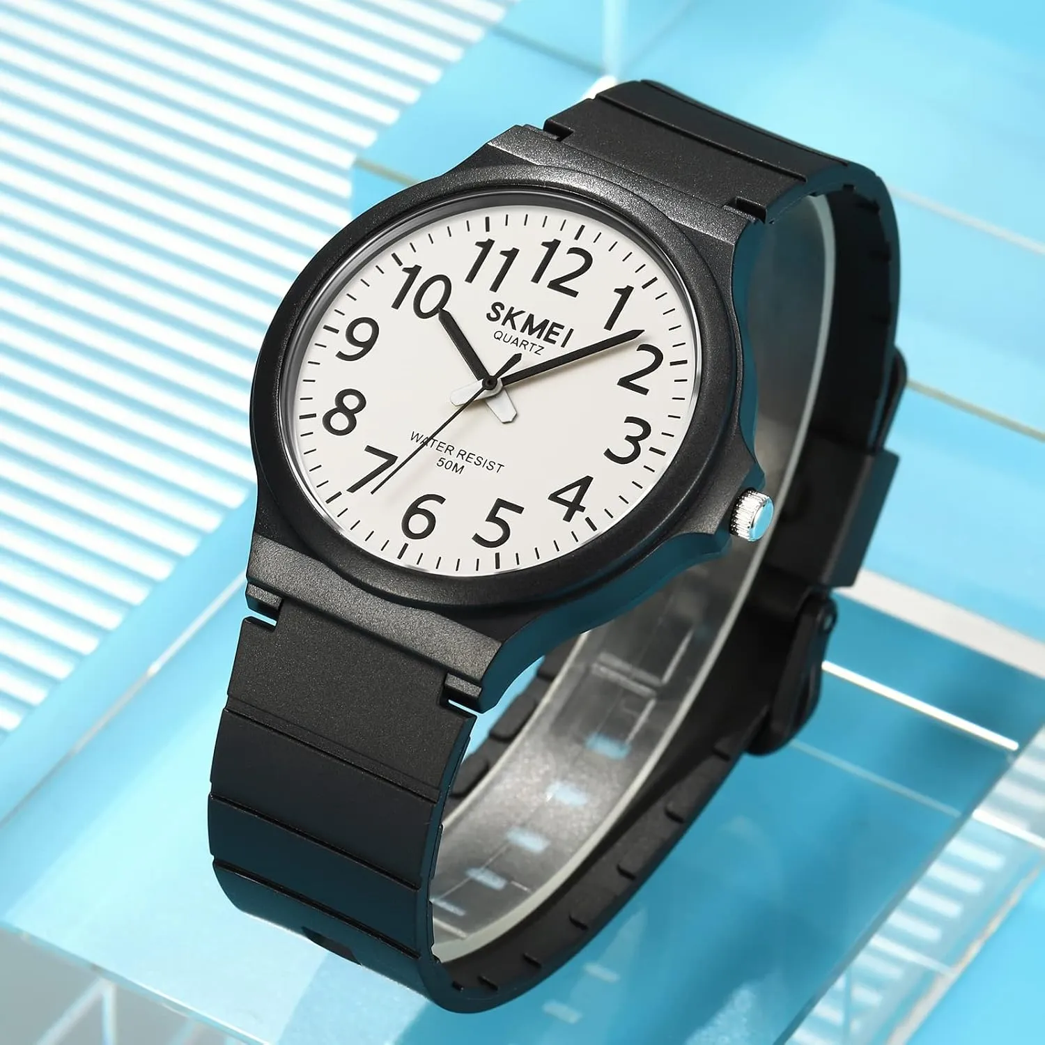 Gosasa Men's Watches Analog Quartz Sports Unisex Watch Waterproof Watch for Students Women Men Easy Read Dial, 24 Hour with Second Hand, Colorful Silicone Band