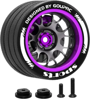 GOUPRC RC Hand Wheel Metal Remote Control Steering Wheel with Brake Disc Brake Caliper for SANWA MT4/MT5/M12/M17 FLYSKY NB4 Series Upgrade RC Remote Control (Purple）