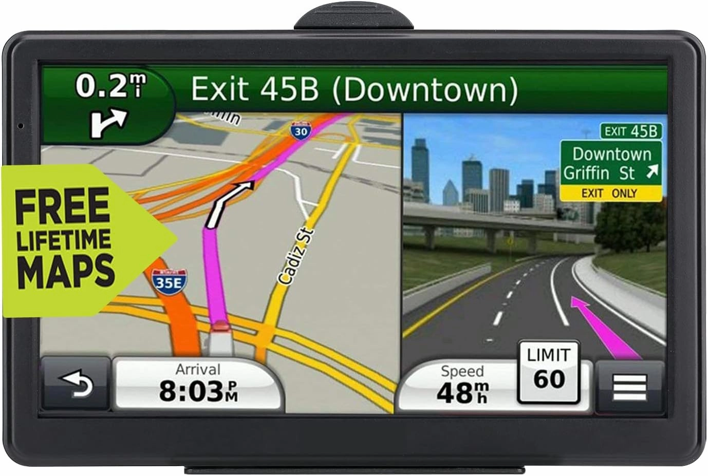 GPS Navigation for Car, 2025 Map 7 inch Touch Screen Car GPS, Voice Turn Direction Guidance, Support Speed and Red Light Warning, Pre-Installed North America Lifetime map Free Update