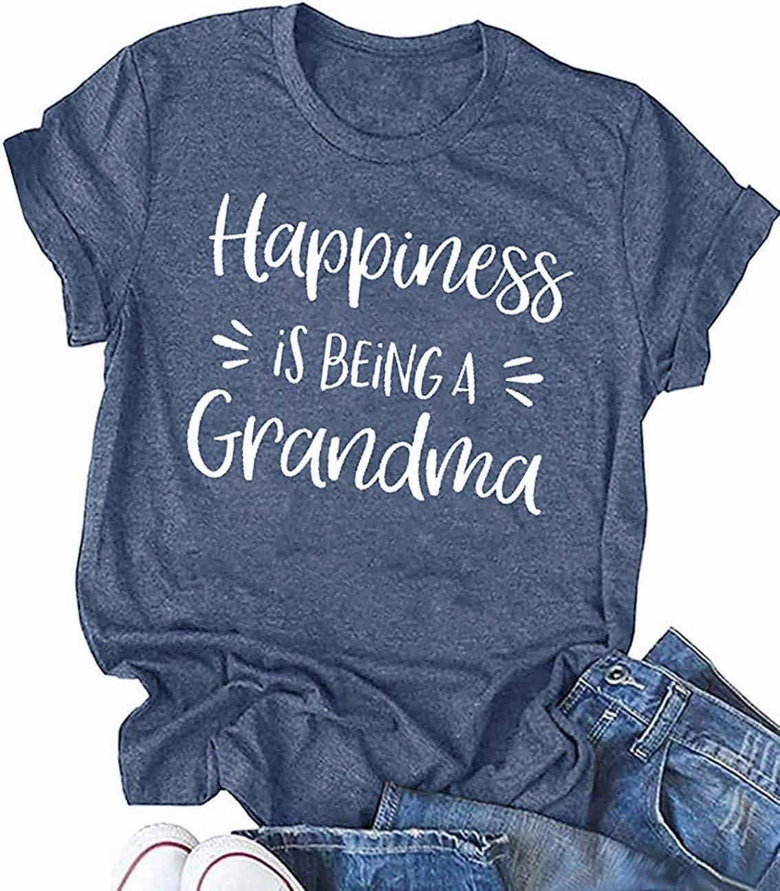 Grandma Shirts for Women Happiness is Being a Grandma Letter Printed Tshirt Grandmother Casual Short Sleeve Tee Tops