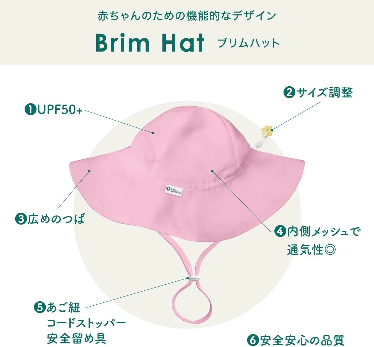 green sprouts Baby Girls' UPF 50  Eco Brim Hat