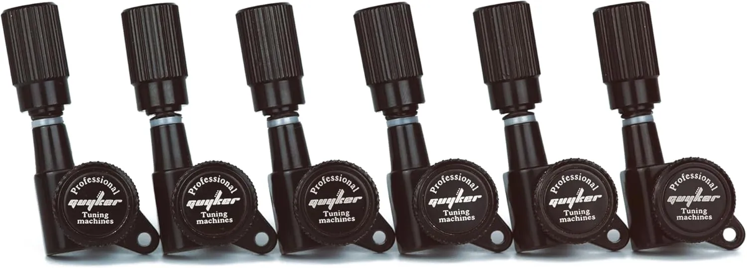 Guyker Guitar Locking Tuners (6 for Right) - 1:18 Pro Lock String Tuning Key Pegs Machine Head Set Replacement for ST TL SG LP Style Folk Classical Acoustic Electric Guitar (GK11SP, Black)