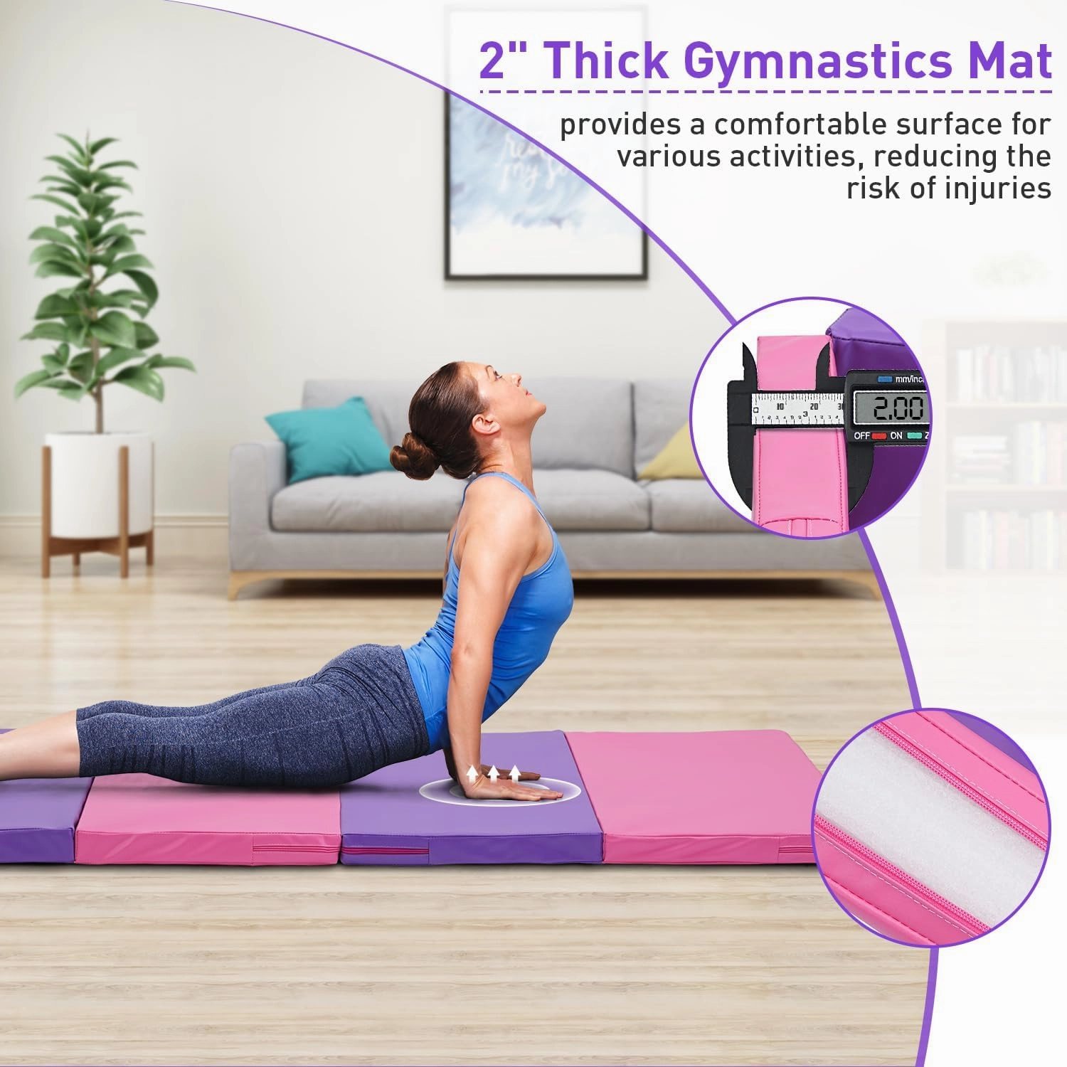 Gymnastics Mat, 3'x6'/4'x8' Thick Folding Kids' Gymnastic Tumbling Mat with Carrying Handles for Home Gym Exercise & Play