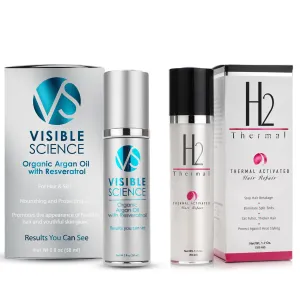 H2Thermal and Visible Science Argan Oil Bundle - Hair Repair Treatment and Heat Protectant   Argan Oil Serum for Gorgeous Shiny Hair - Repair and Prevent Damage - Seal Split Ends (2 Items)