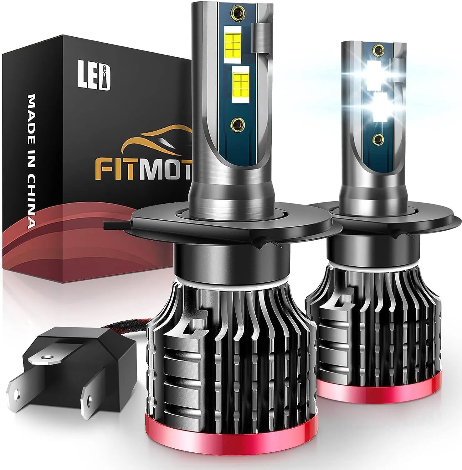H4/9003 LED Bulbs,80W 16000 Lumens Bright,6500K Cool White LED Fog Light Halogen Replacement IP68 Waterproof, Pack of 2