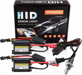 H4 HID Headlight Bulbs 6000K Xenon White with 55W DC Slim HID Ballast by Yifengshun Super Bright Xenon HID Light Bulb for Auto High / Low Beam (2 Xenon Bulbs   2 Ballasts)