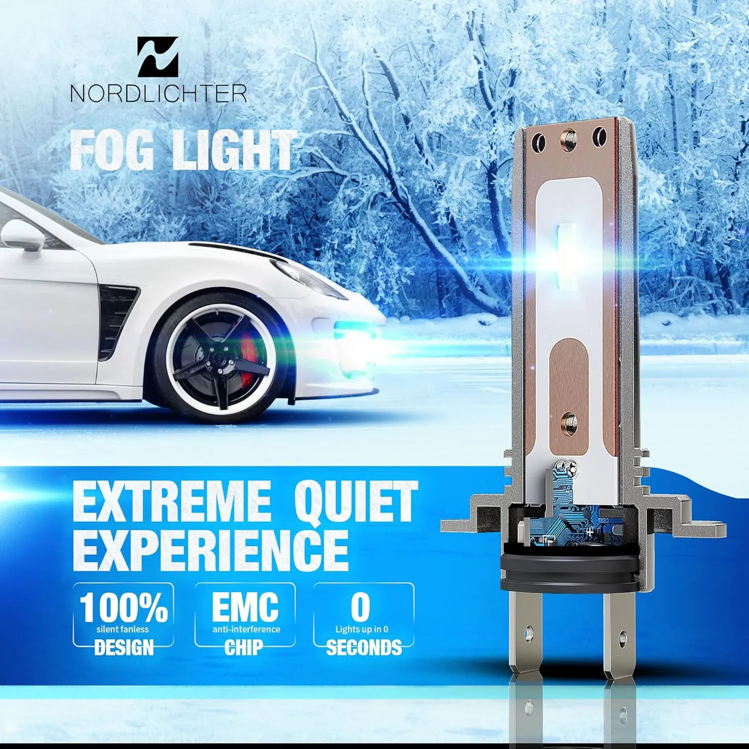 H7 Bulbs, 300% Brightness 1:1 Mini Size Plug & Play No Adapter Required Fanless 6500K Xenon White H7 Fog Light Bulbs, Pack of 2