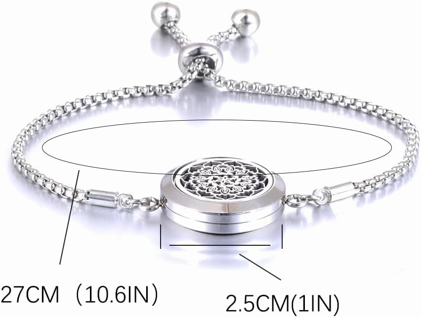 H&PY 2PCS/Lot Stainless Steel Aromatherapy Essential Oil Diffuser Bracelet, Tree of Life Pattern Locket Adjustable Link for Women Gift