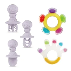 Haakaa Silicone Teether& Astronaut Beginner Silicone Cutlery Set-Baby Freezer Teething Toy - Soft Cold Teether - Soothe Teething Pain & Itching Gums - Perfect Size-oddler Spoons Self Feeding 6 Months,