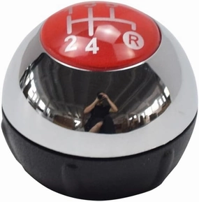 Hacreyatu 5 Speed Gear Shift Knob Sitck Head Leather Gloss Black Cap Replacement，Compatible with Fiat 500 500C 2007-2018 (5 Speed Bright Silver)